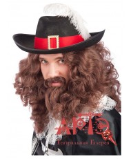Комплект ”Мушкетёр” парик, борода с усами, цвет шатен (Цв: Шатен )